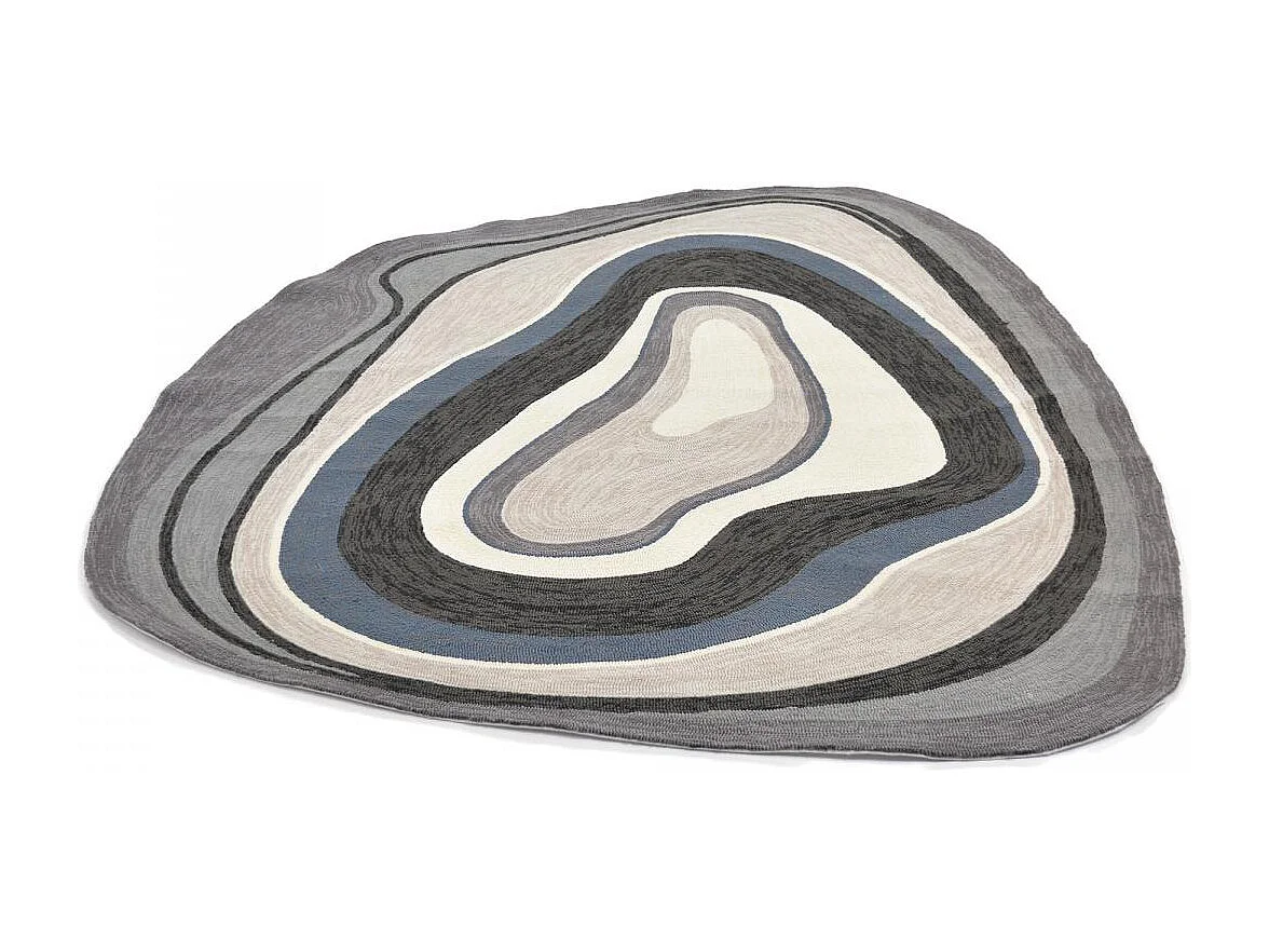 Tapis extérieur 140x200 tissé kilim noir et bleu AURA