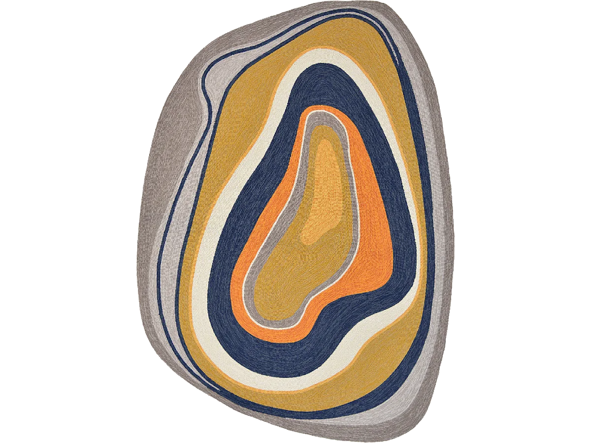 Tapis extérieur 140x200 tissé kilim bleu et gris AURA