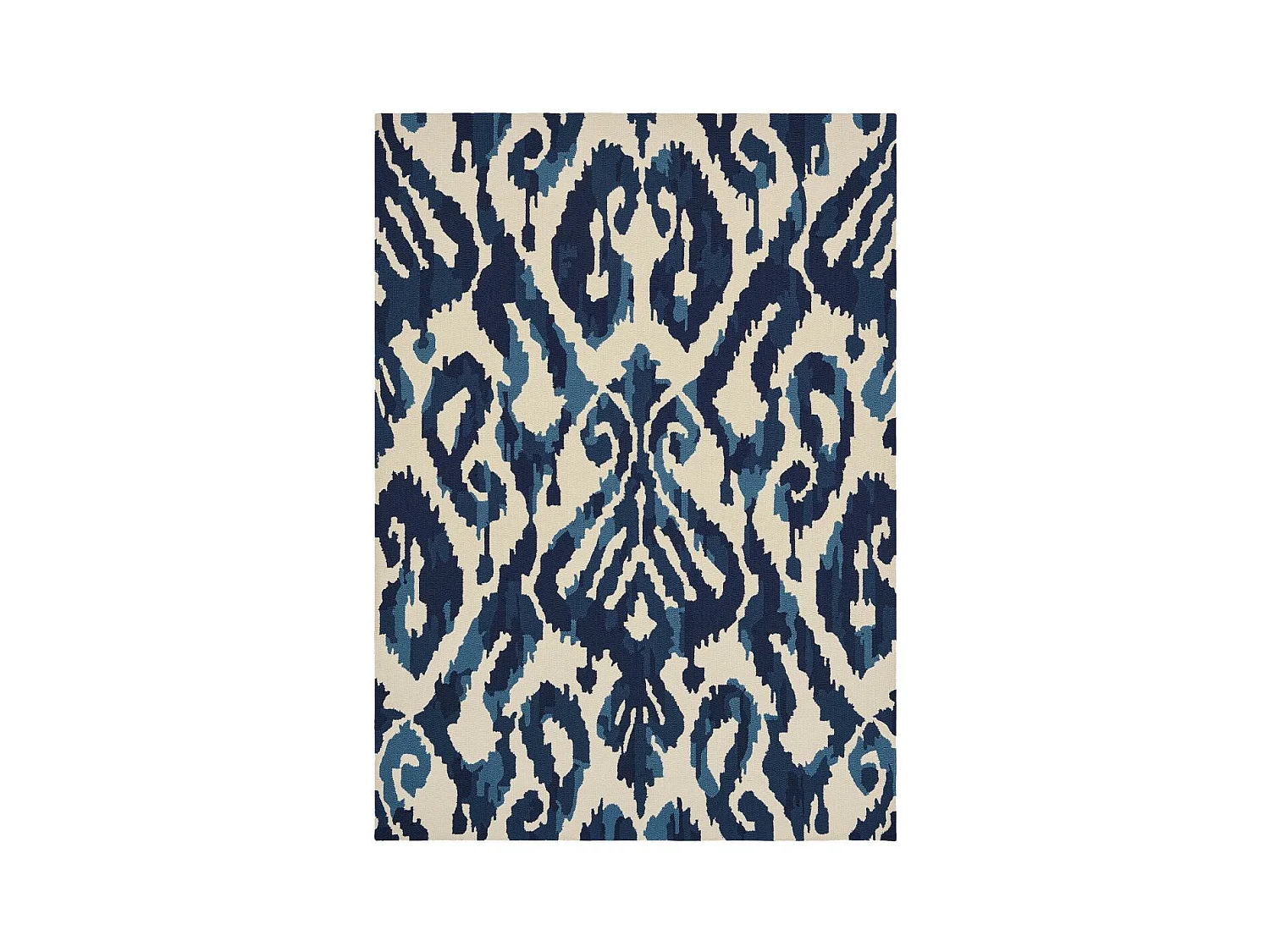 Tapis extérieur 200x280 tissé kilim bleu et beige KASURI