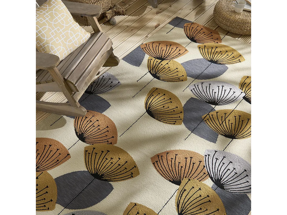 Tapis extérieur 250x350 tissé kilim beige et orange DANDELEXT