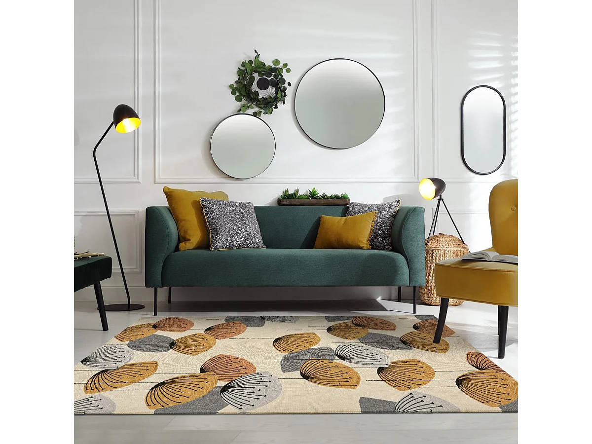 Tapis extérieur 250x350 tissé kilim beige et orange DANDELEXT