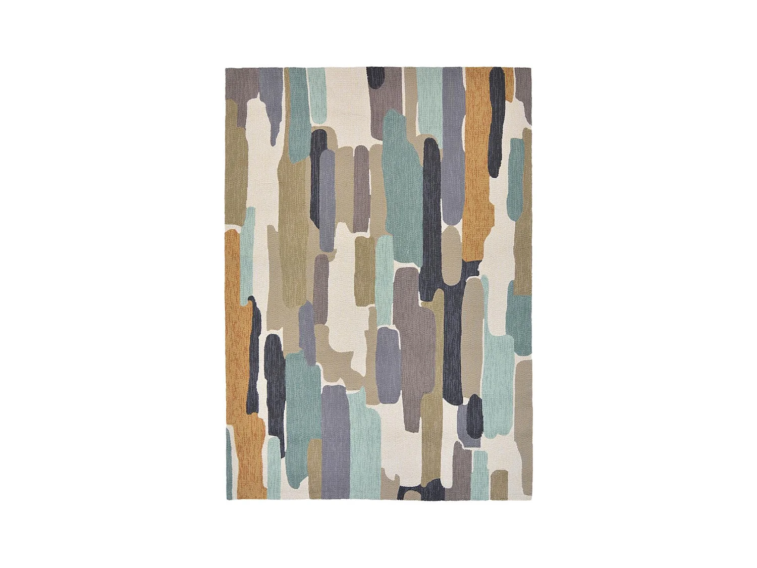 Tapis extérieur 200x280 tissé kilim bleu et beige TRATTINO