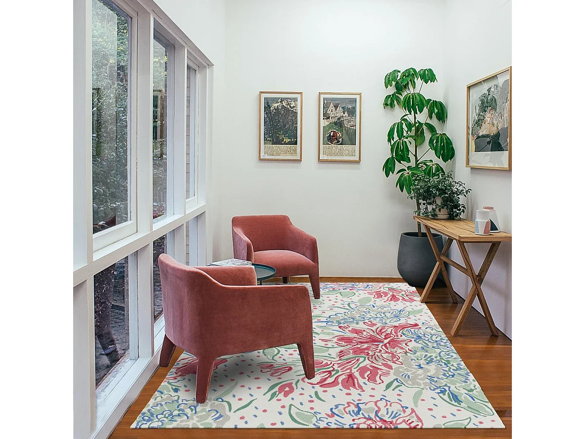 Tapis extérieur 250x350 kilim fait main rouge et vert LILITH