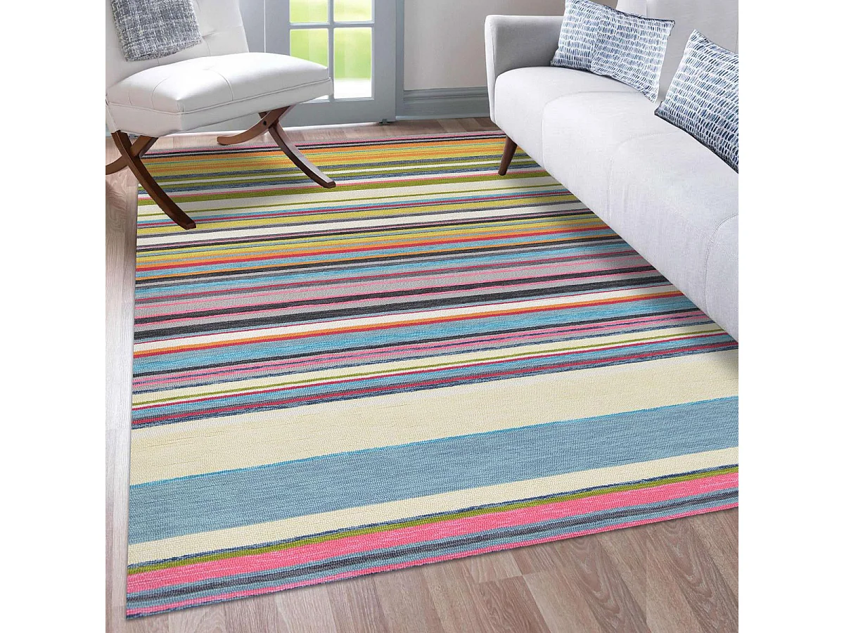 Tapis extérieur 160x230 tissé kilim multicolore LAVIDA