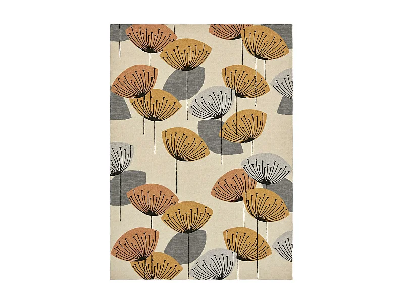 Tapis extérieur 140x200 tissé kilim beige et orange DANDELEXT