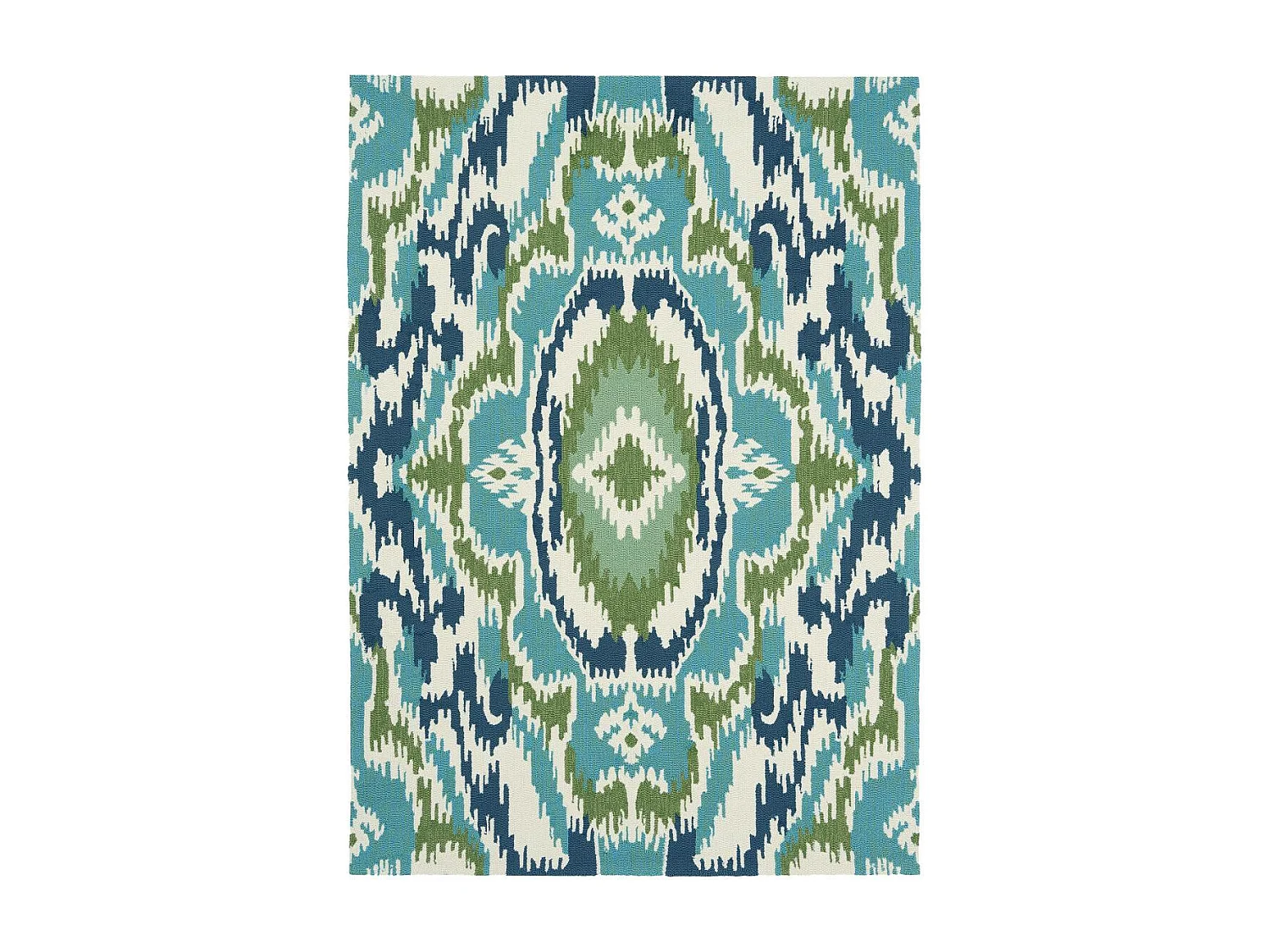 Tapis extérieur 140x200 tissé kilim vert et bleu IXORA
