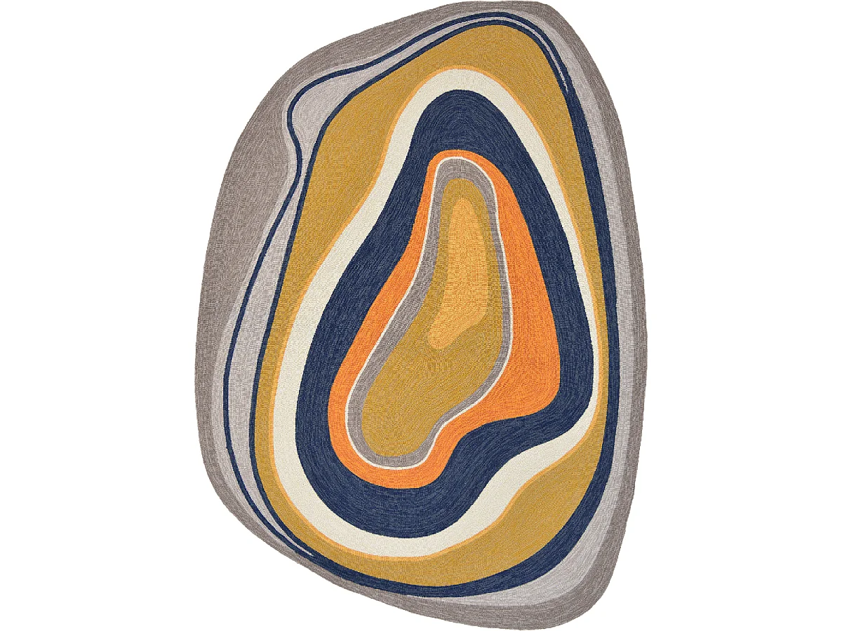 Tapis extérieur 160x230 tissé kilim bleu et gris AURA