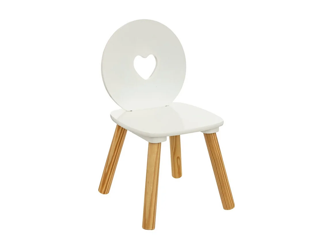 Silla Infantil Maela Respaldo Corazón Melamina y Madera Blanco Roble