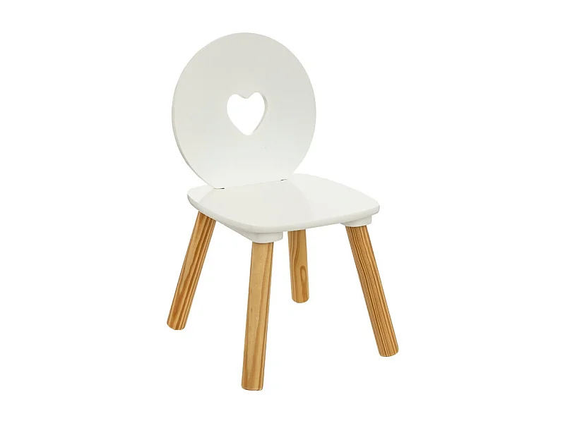 Silla Infantil Maela Respaldo Corazón Melamina y Madera Blanco Roble