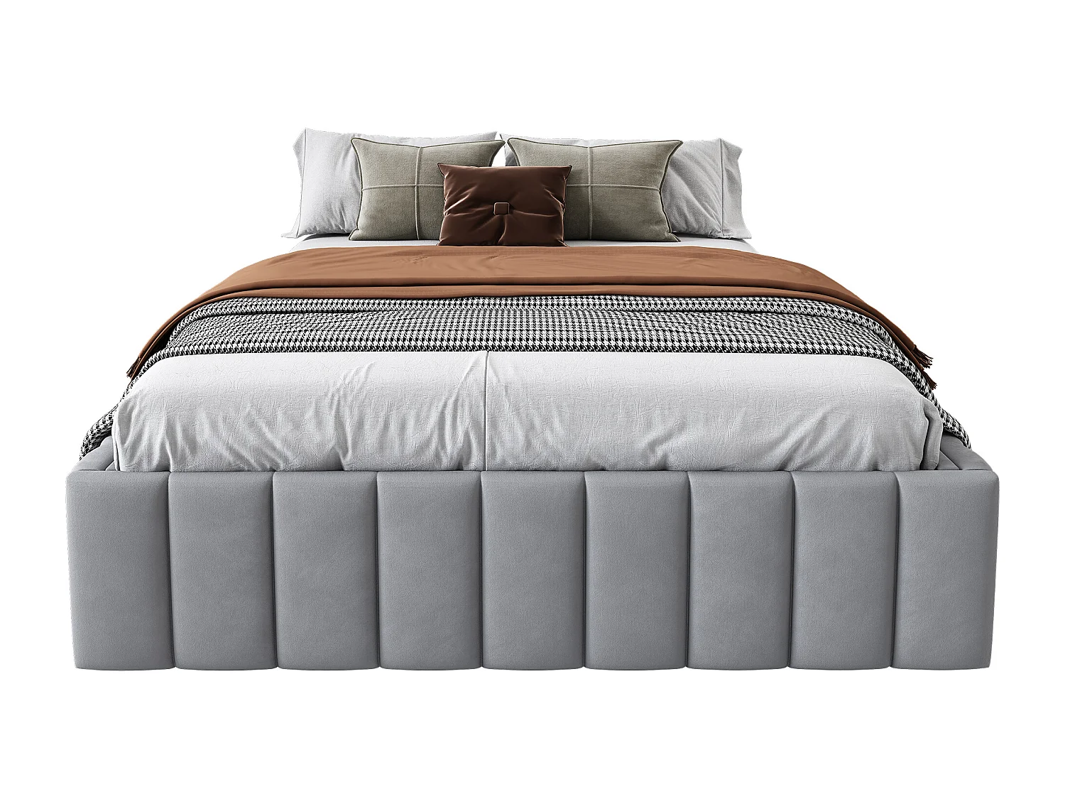 Letto imbottito 140 x 200 cm con 4 cassetti - senza testiera - velluto - grigio