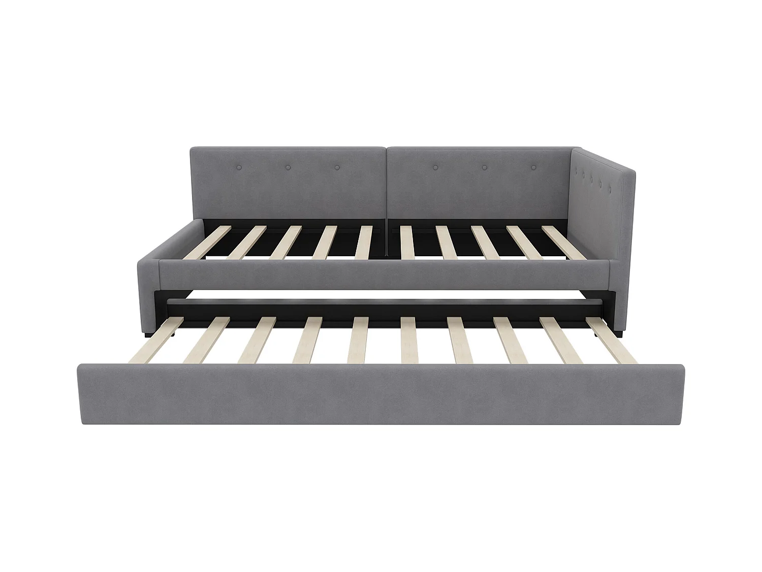 Ausziehsofa - 90 x 200 cm + 90 x 190 cm - mit Kopfteil - Samt - grau