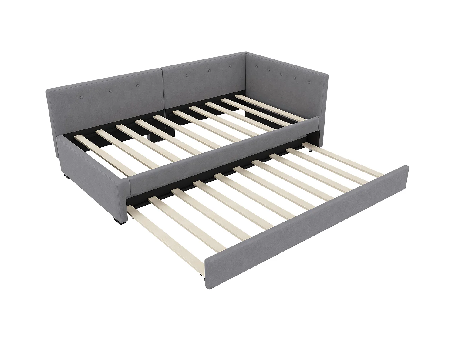 Ausziehsofa - 90 x 200 cm + 90 x 190 cm - mit Kopfteil - Samt - grau