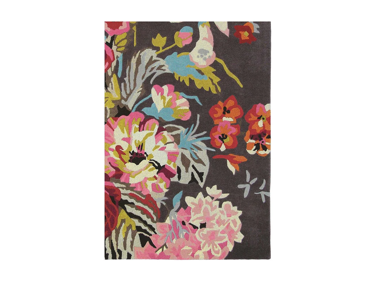 Tappeto per soggiorno e camera da letto realizzato a mano in lana con motivo floreale PARKI