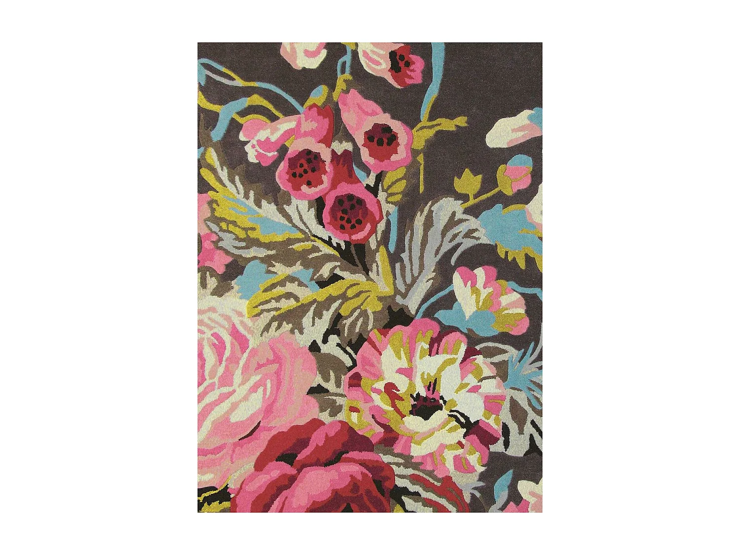 Tappeto per soggiorno e camera da letto realizzato a mano in lana con motivo floreale PARKI