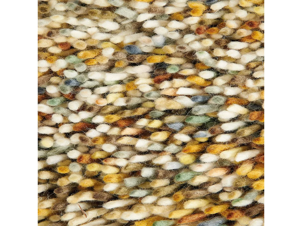 Tapis longs poils shaggy 200x280 rectangle tissé jaune et beige en laine