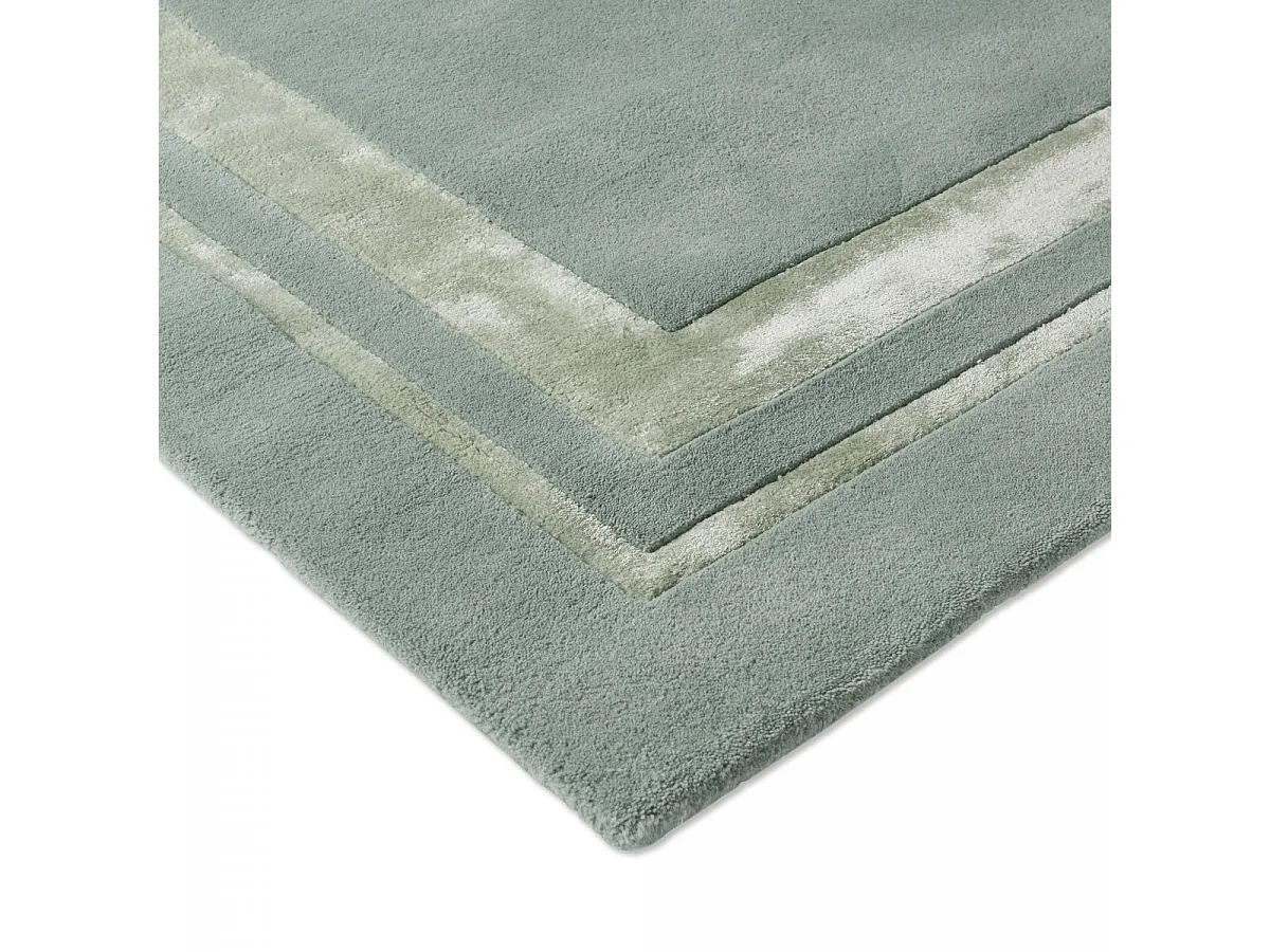 tapis salon 200x280 fait main en laine vert rectangle motif simple REDOOK