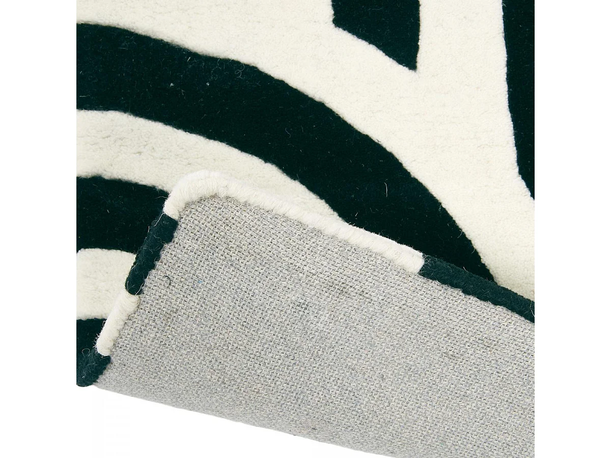 tapis entrée 170x240 fait à la main en laine noir et blanc motif seventies