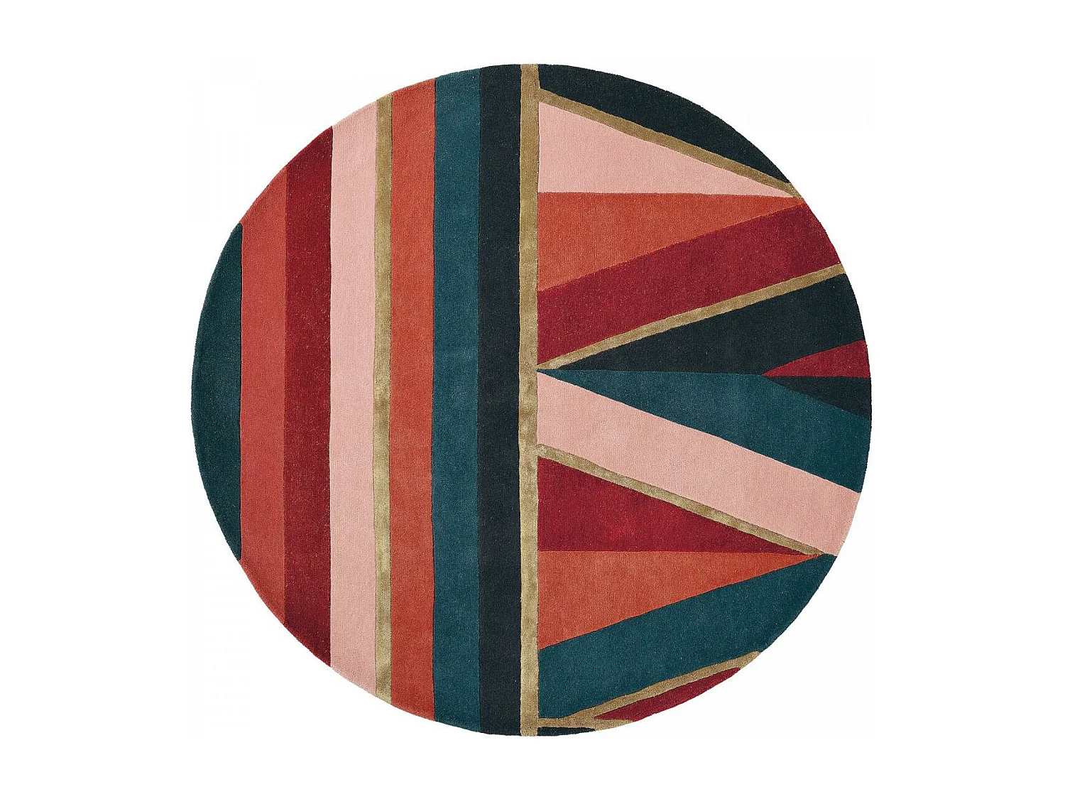 Tapis rond Ø150cm fait à la main en laine motif géométrique pour chambre