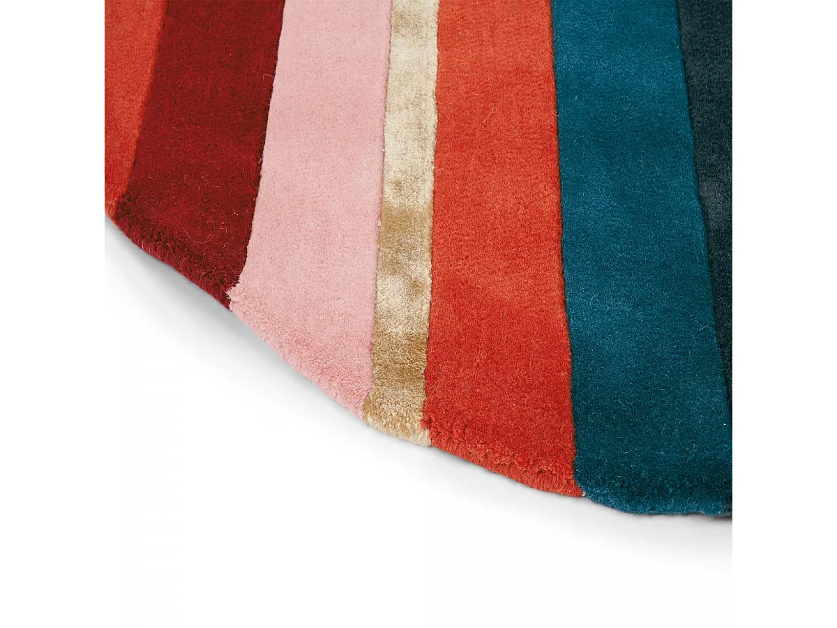 Tapis rond Ø150cm fait à la main en laine motif géométrique pour chambre