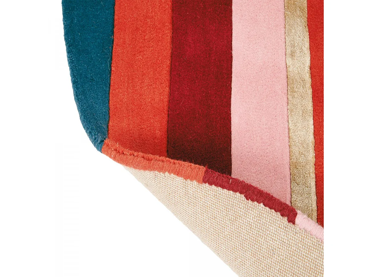 Tapis rond Ø150cm fait à la main en laine motif géométrique pour chambre