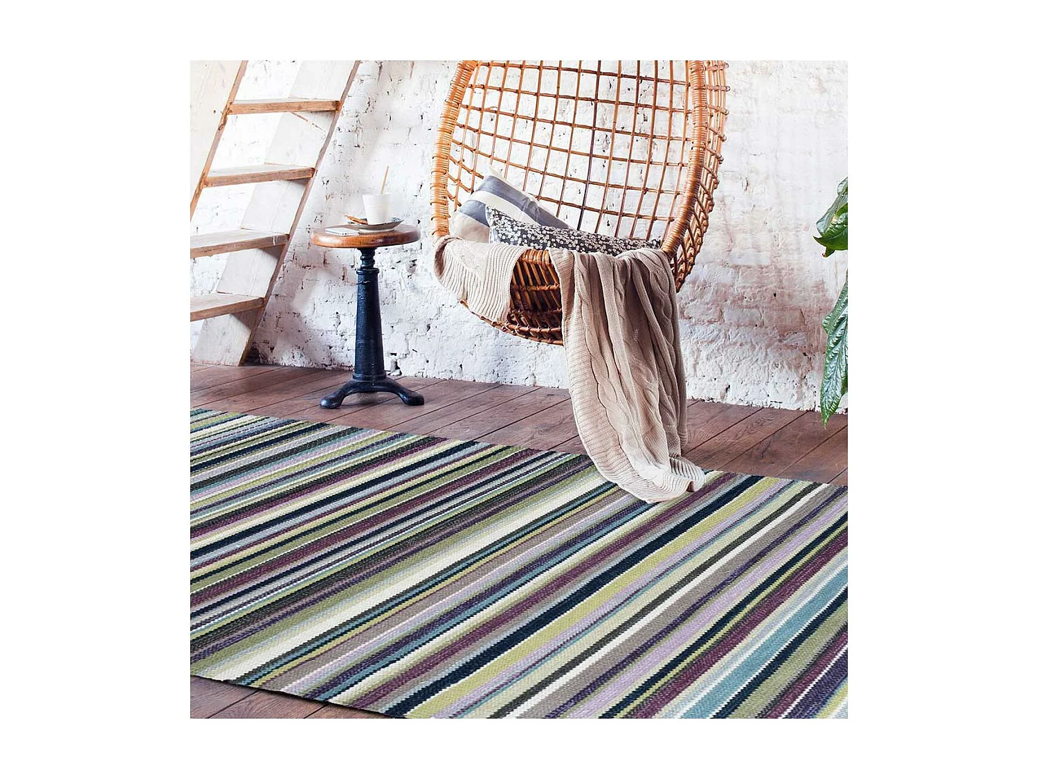 tapis chambre 70x140 fait main en laine violet rectangle RAYEPLE