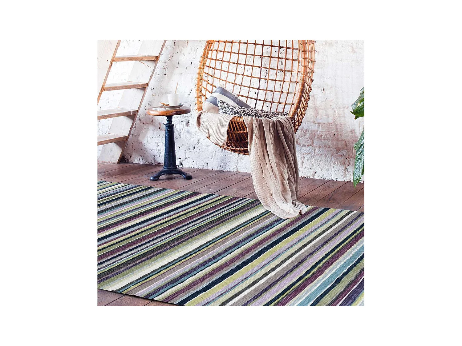 tapis chambre 70x140 fait main en laine violet rectangle RAYEPLE