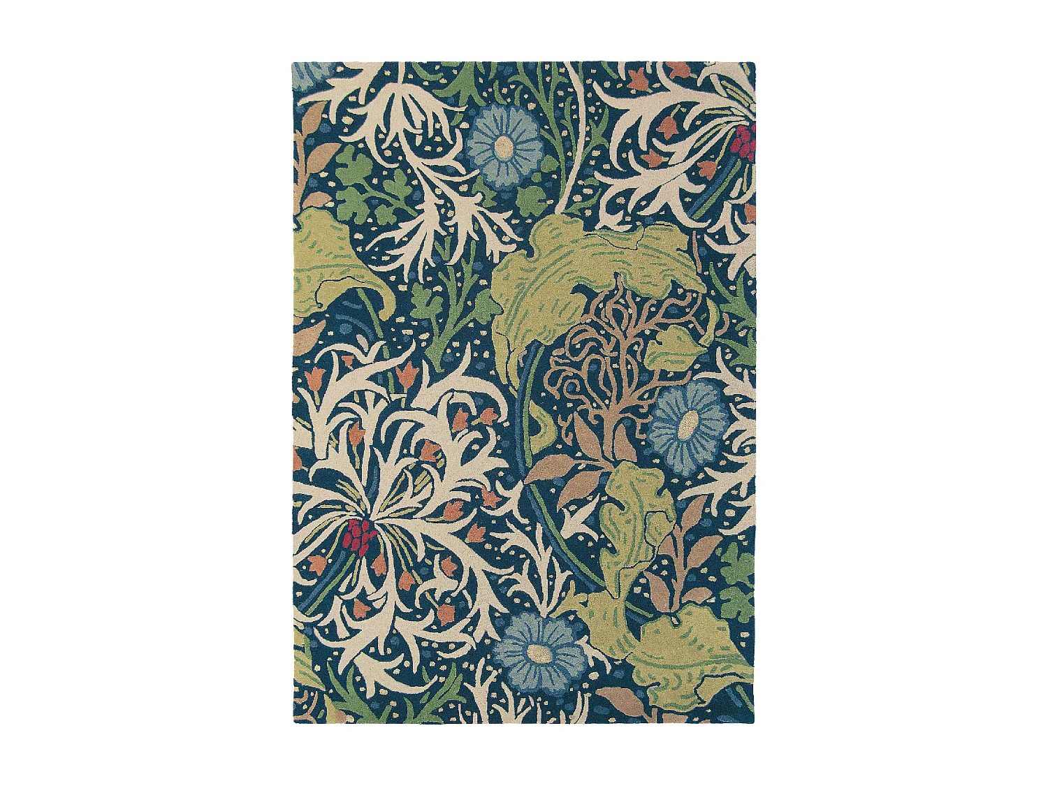 Tapis salon et chambre fait à la main en laine motif floral SEAWEED
