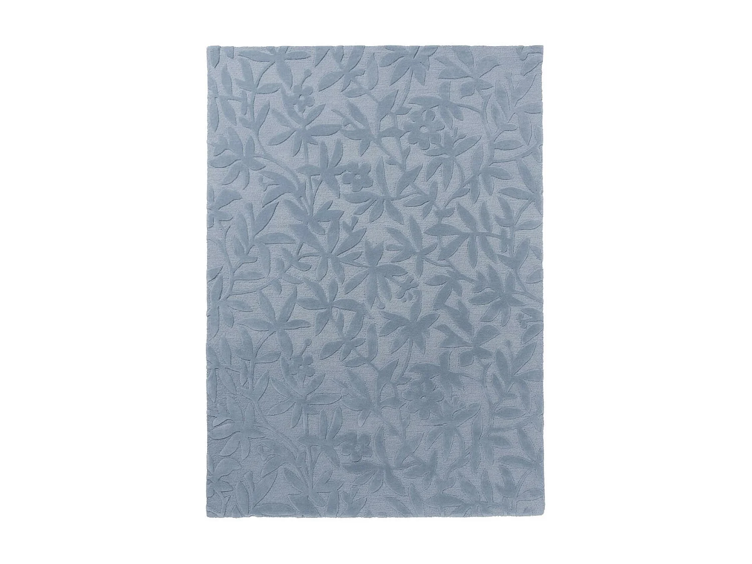 tapis salon 200x280 fait main en laine bleu rectangle motif floral CLEAVERS