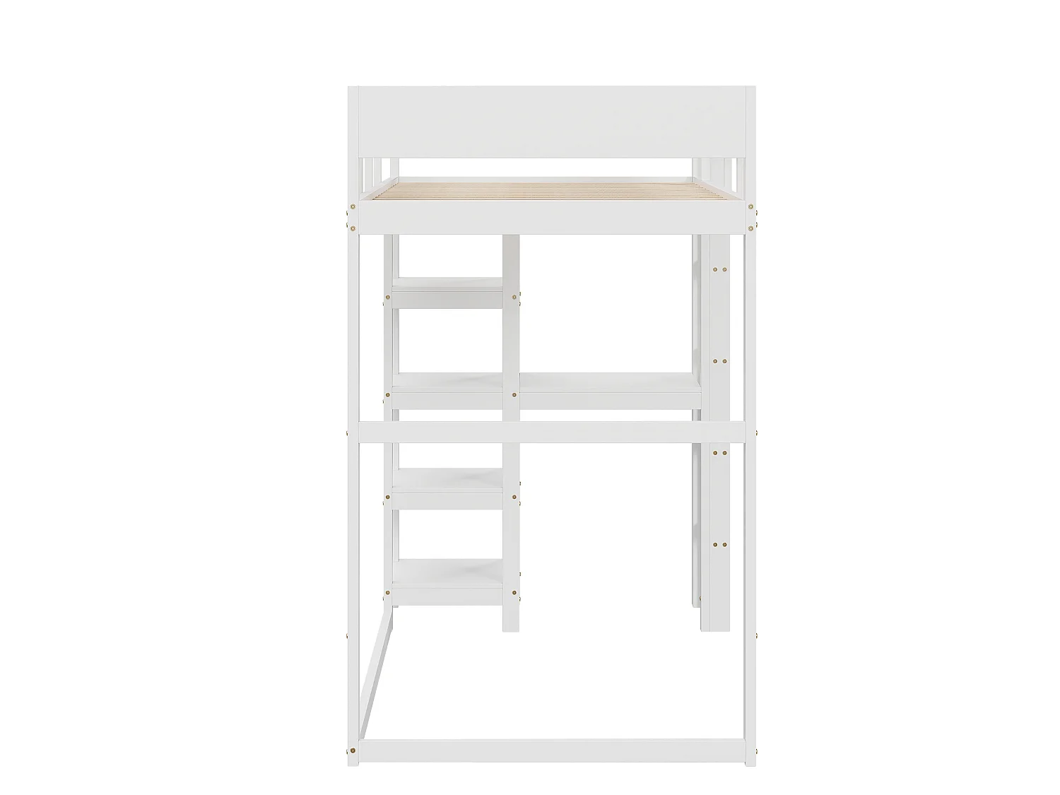 Hoogslaper 90 x 200 cm met opbergplank voor kinderen - grenenhout en MDF - wit