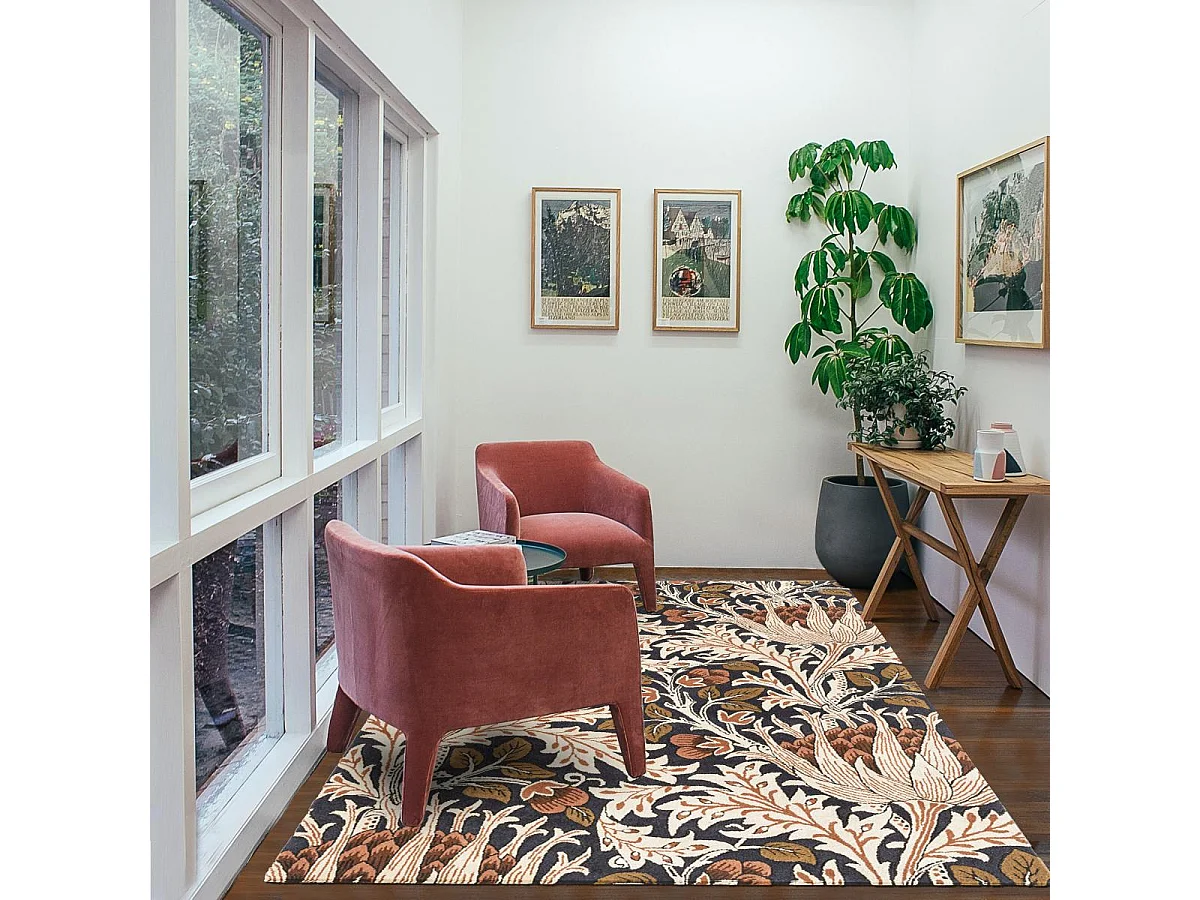 Tappeto da sala da pranzo 250x350 fatto a mano in lana arancione e salmone