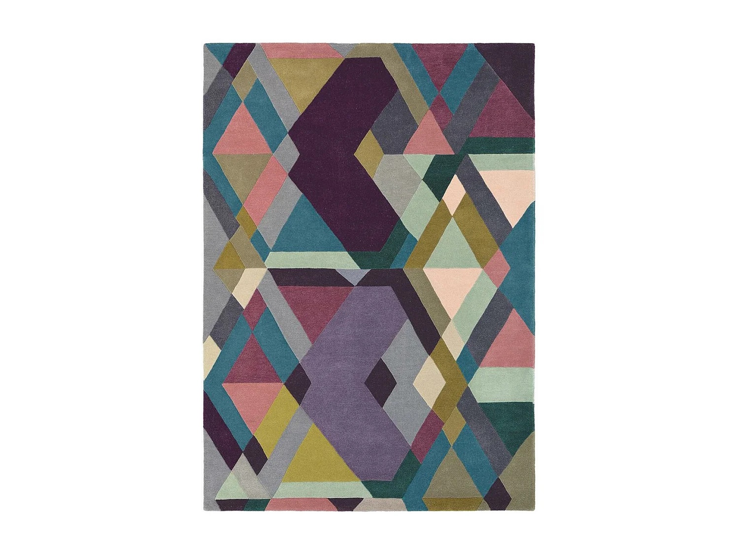 tapis salle à manger 250x350 fait à la main en laine violet et rose