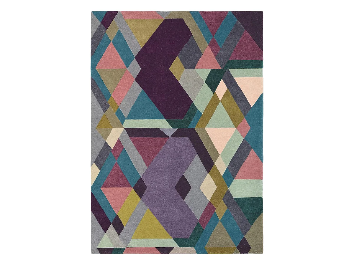 tapis salle à manger 250x350 fait à la main en laine violet et rose