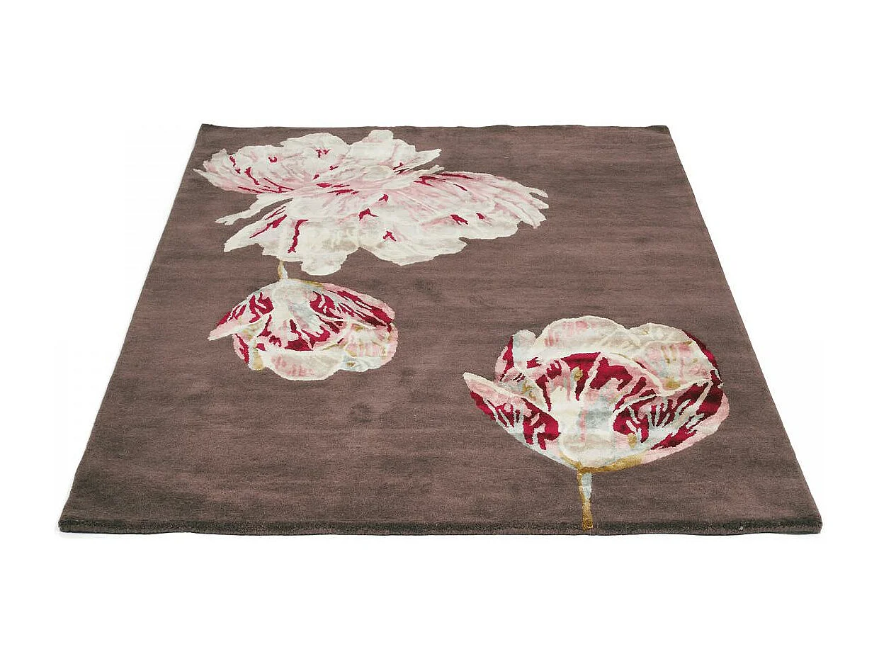 tapis salle à manger 250x350 fait à la main en laine marron et beige