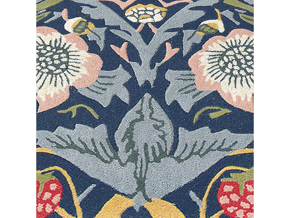 tapis salle à manger 250x350 fait à la main en laine indigo motif floral