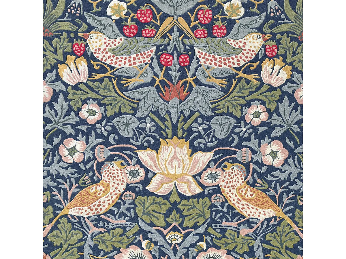 tapis salle à manger 250x350 fait à la main en laine indigo motif floral