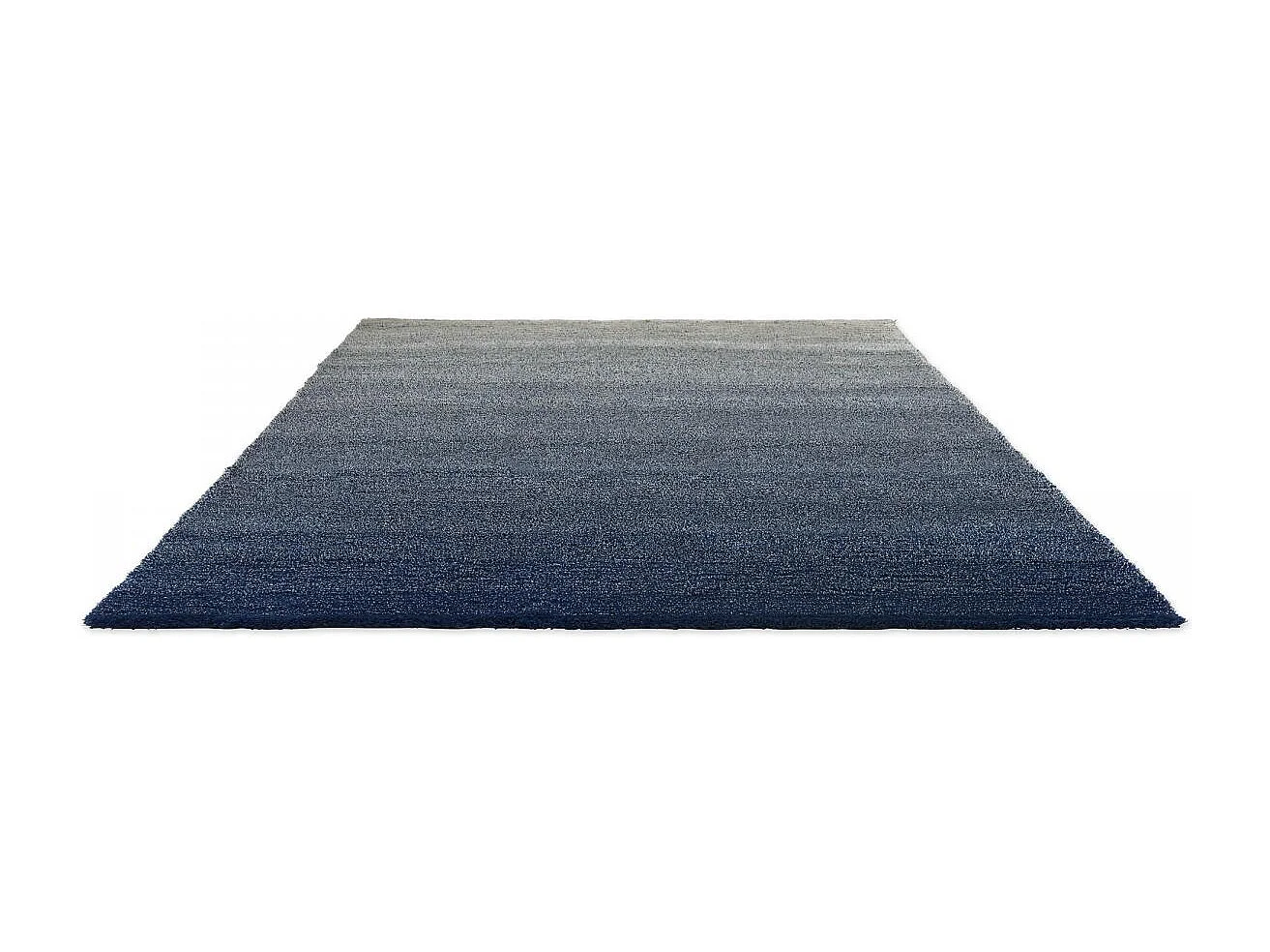 tapis salle à manger 200x300 tufté en laine bleu et gris motif faux uni