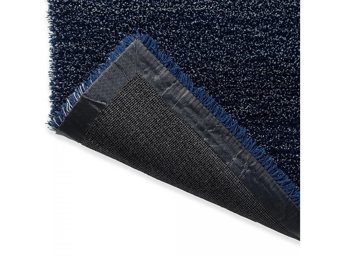 tapis salle à manger 200x300 tufté en laine bleu et gris motif faux uni