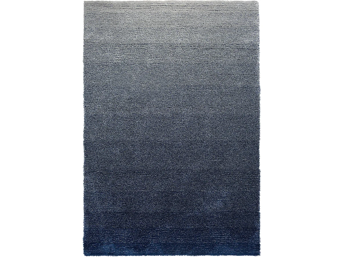tapis salle à manger 200x300 tufté en laine bleu et gris motif faux uni
