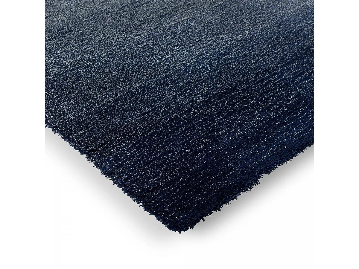 tapis salle à manger 200x300 tufté en laine bleu et gris motif faux uni