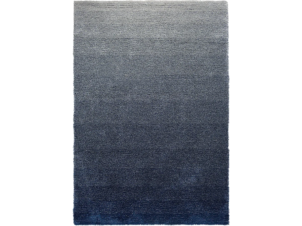 tapis salle à manger 200x300 tufté en laine bleu et gris motif faux uni