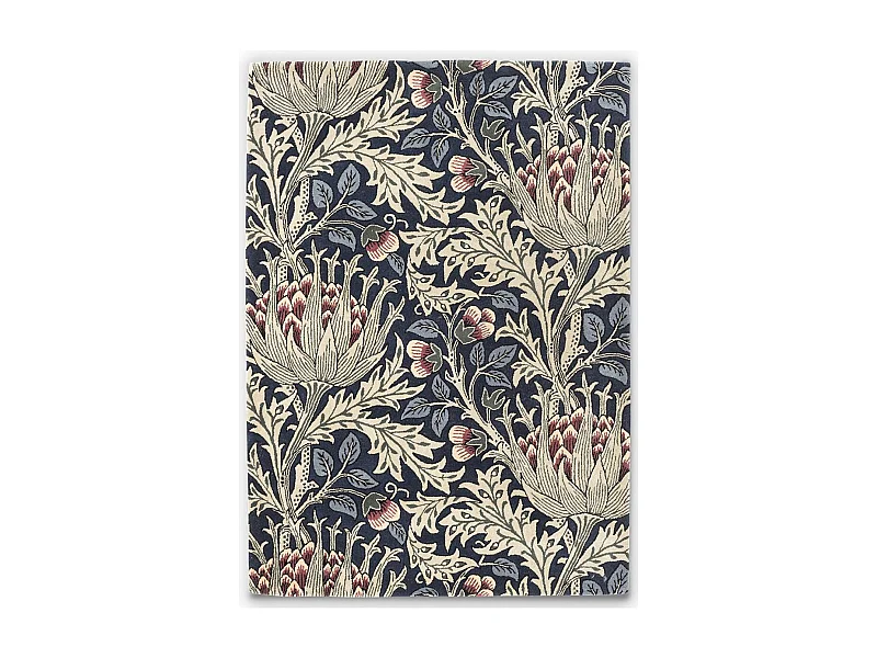 tapis salon 200x280 fait à la main en laine bleu et vert motif floral