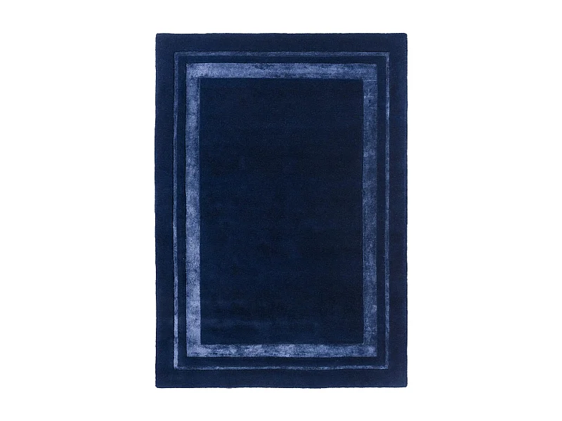 tapis salon 170x240 fait main en laine bleu rectangle motif simple REDOOK