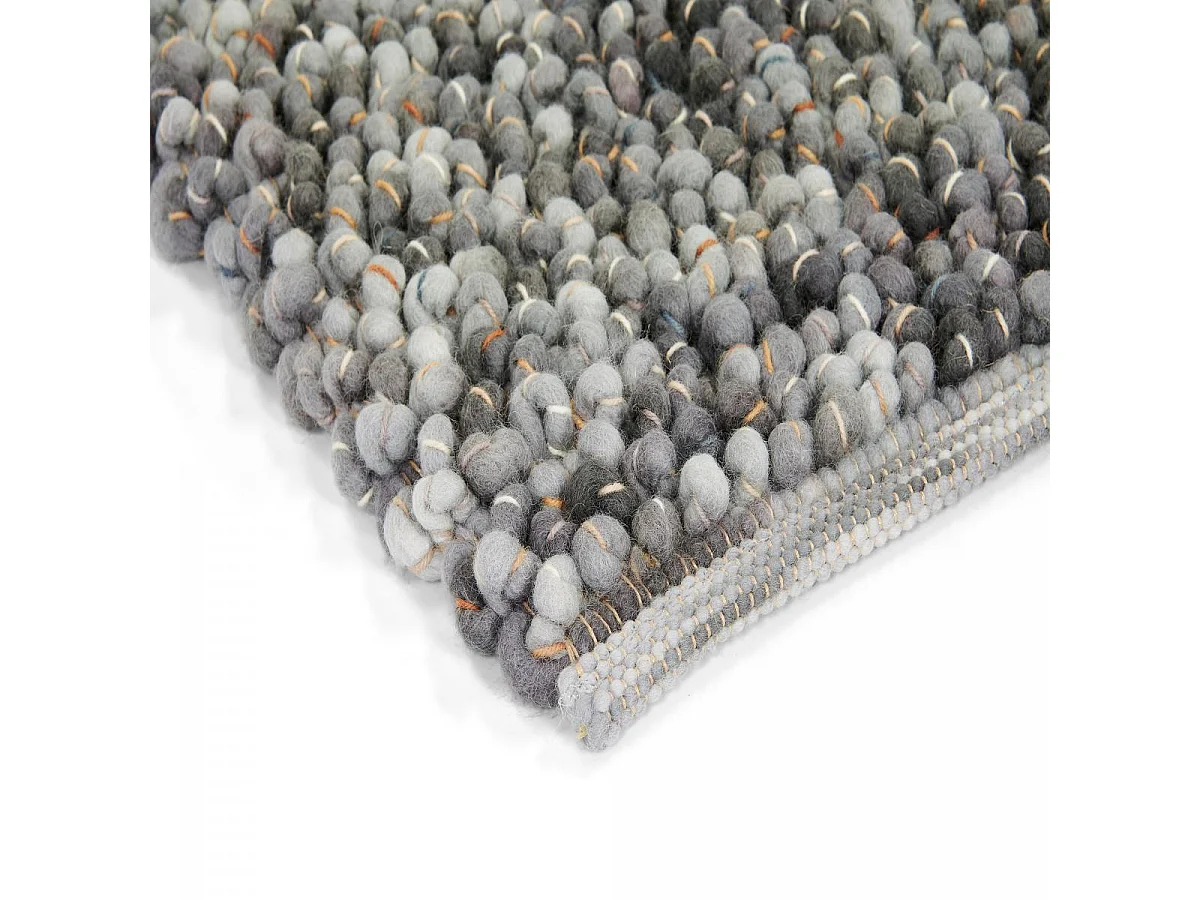 tapis entrée 140x200 tissé en laine gris rectangle motif uni COBLE