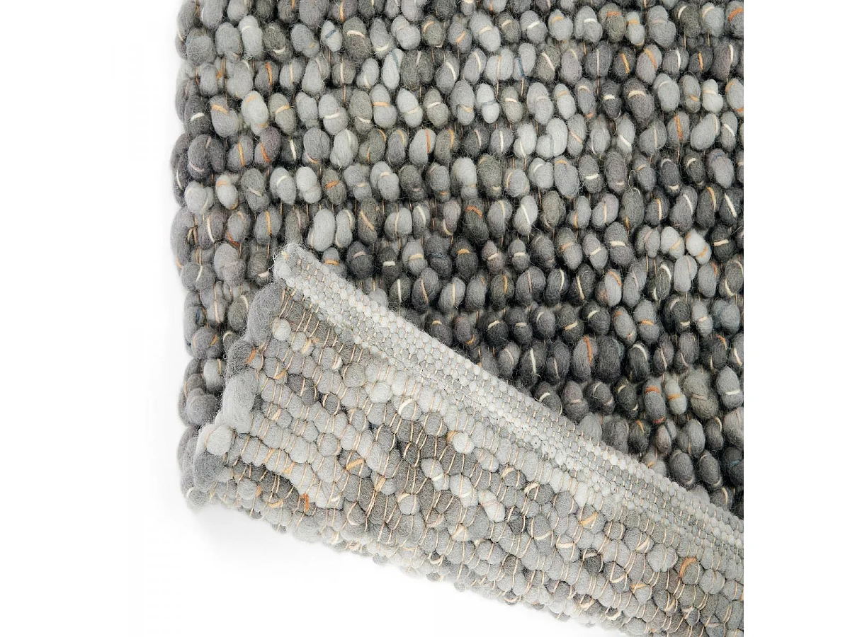 tapis entrée 140x200 tissé en laine gris rectangle motif uni COBLE