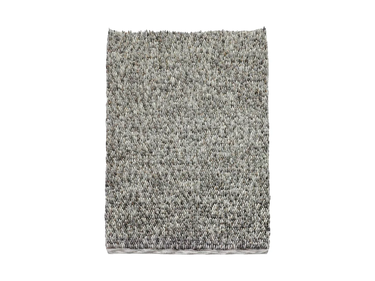 tapis entrée 140x200 tissé en laine gris rectangle motif uni COBLE