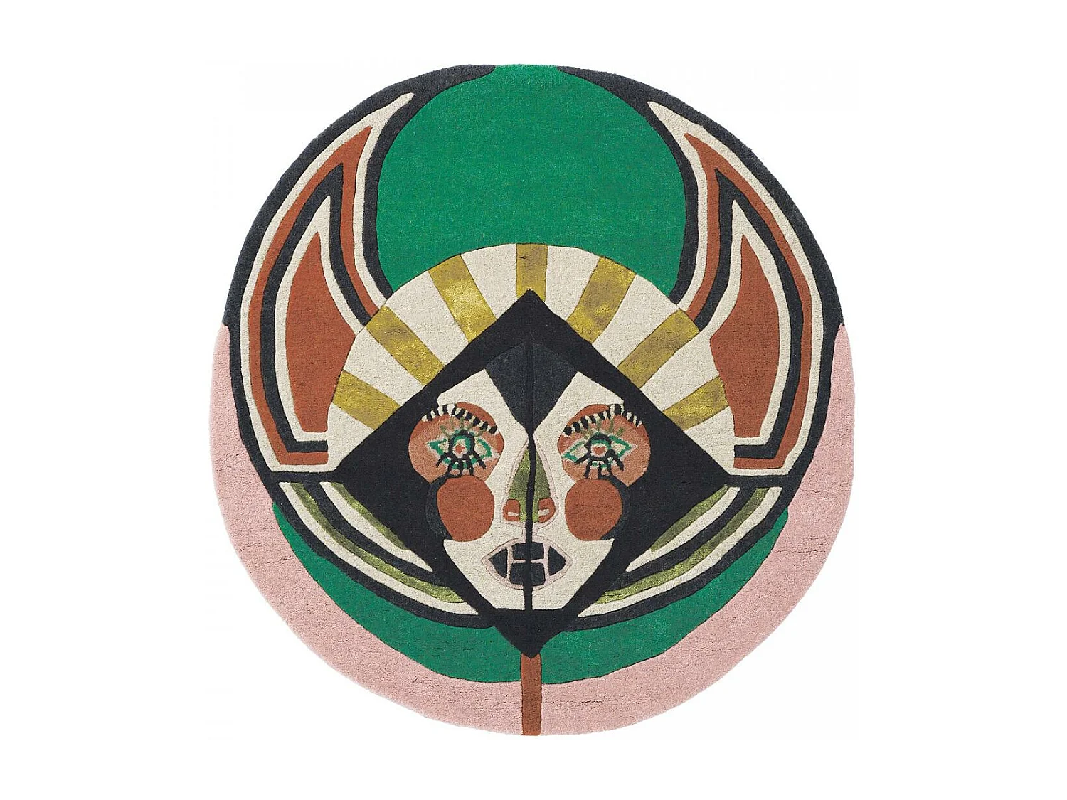 tapis entrée 100x100 fait à la main en laine multicolore motif fresque