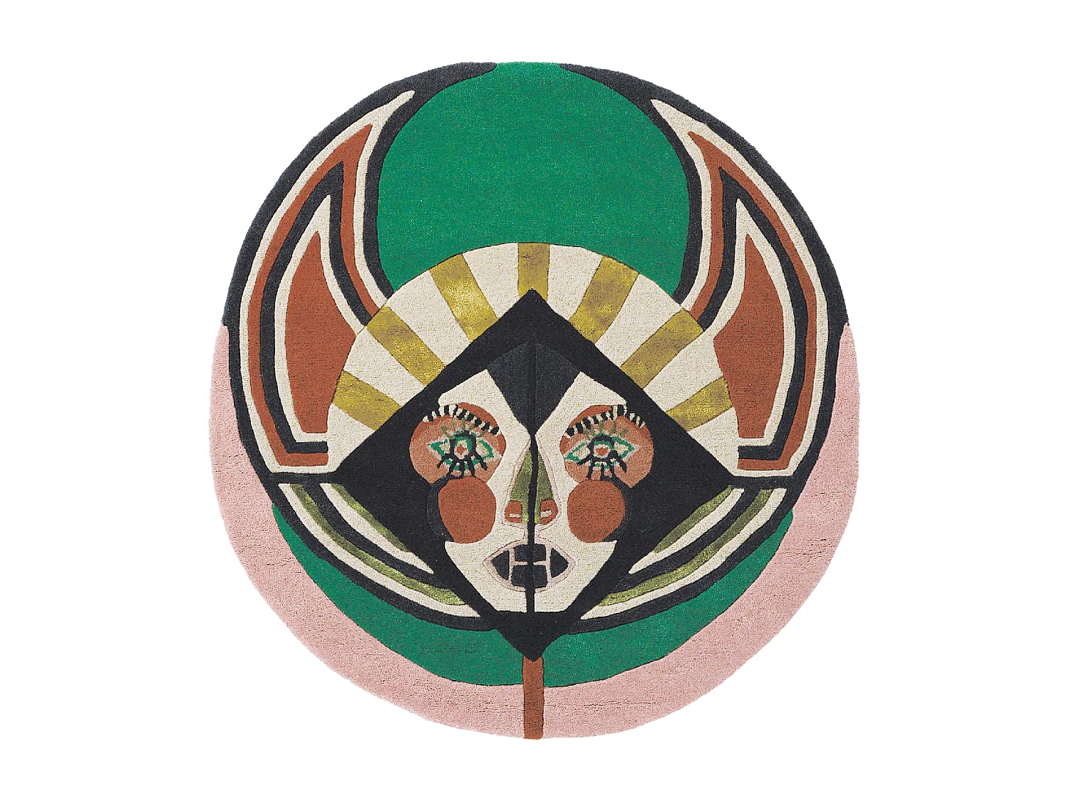 tappeto da ingresso 100x100 realizzato a mano in lana multicolore fantasia affresco