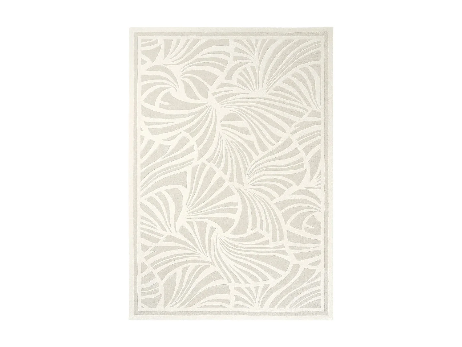 tapis grand salon 250x350 fait à la main en laine crème rectangle motif faux uni