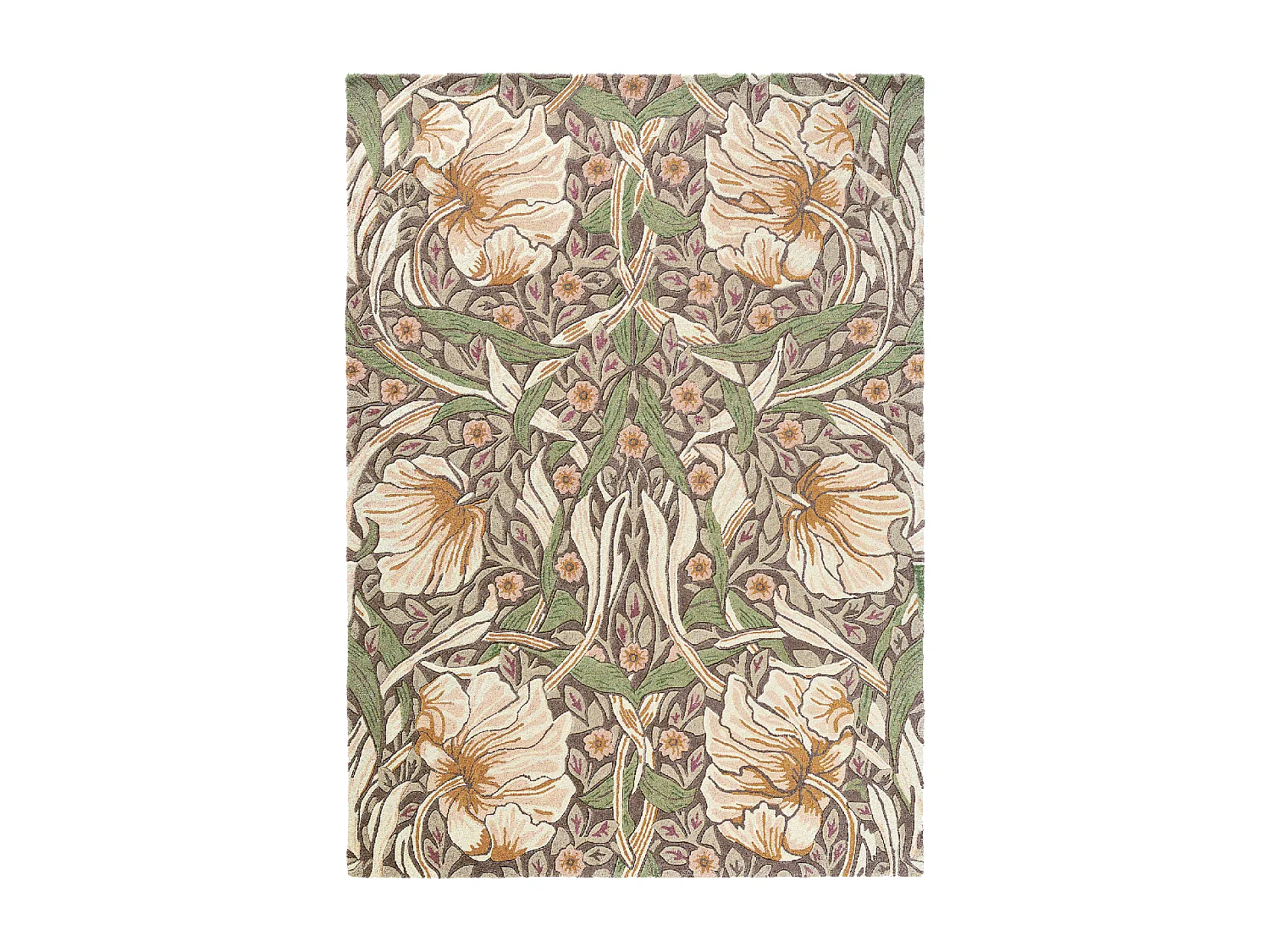 tappeto da soggiorno 200x280 realizzato a mano in lana melanzana e verde fantasia floreale