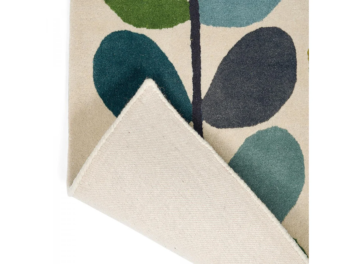 tapis salle à manger 250x350 fait à la main en laine crème et vert